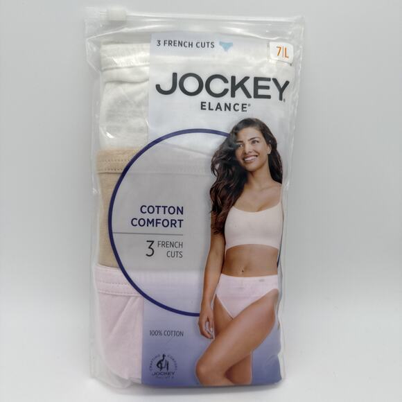 JOCKEY ELANCE WOMENS UNDERWEAR FRENCH CUTS 3-PACK 100% COTTON FLORAL SIZE 7-L - Picture 1 of 5